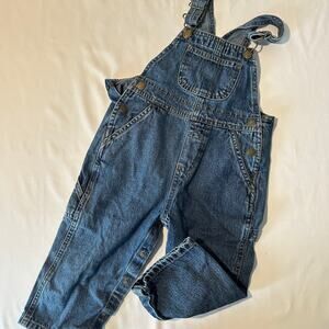 Vintage 1990s Faded Glory 100% Cotton Gender Neutral Denim Overalls Sz 24 mo
